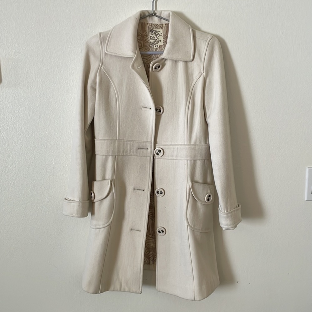 Tulle Wool Blend Cream Peacoat